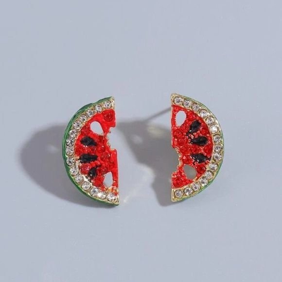 Jewelry - 7/$35 Watermelon Stud Earrings Crystal Watermelon Studs Fun Earrings
